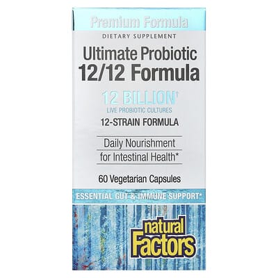 Natural Factors, Super Probiotic Series, 12/12 Formula, 6 Billion, 60 Vegetarian Capsules