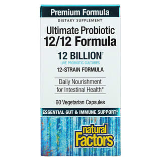 Natural Factors, Ultimate Probiotic ، تركيبة 12/12 ، 12 مليار ، 60 كبسولة نباتية