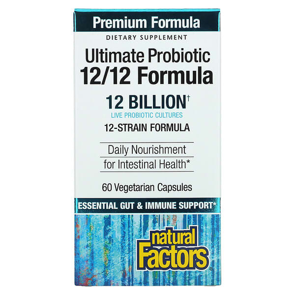 Natural Factors, Ultimate Probiotic, 12/12 Formel, 12 Milliarden, 60 vegetarische Kapseln