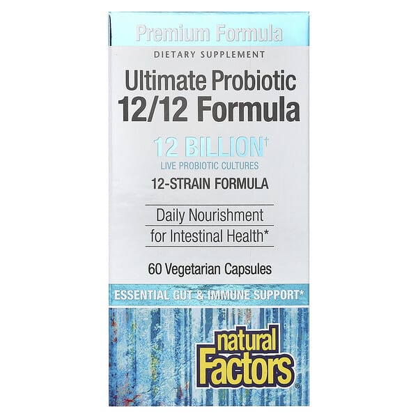 Natural Factors, Ultimate Probiotic, 12/12 Formula, 12 млрд добавок, 60 вегетаріанських капсул