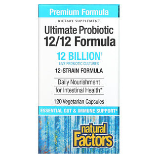 Natural Factors, Ultimate Probiotic, 12/12 Formula, 12 Billion CFU, 120 Vegetarian Capsules