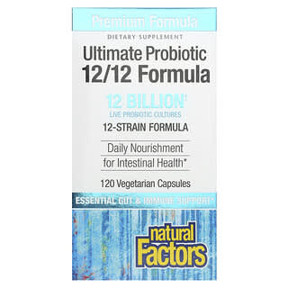 Natural Factors, Ultimate Probiotic, формула 12/12, 12 мільярдів КУО, 120 вегетаріанських капсул