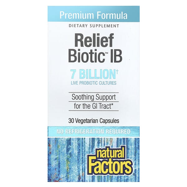 Natural Factors ReliefBiotic™ IB, 7 Billion, 30 Vegetarian Capsules