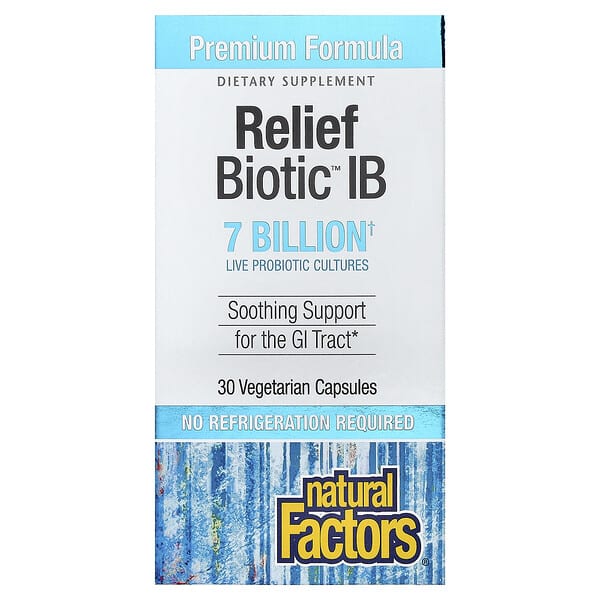 Natural Factors, ReliefBiotic™ IB, 7 Billion, 30 Vegetarian Capsules — product photo 1