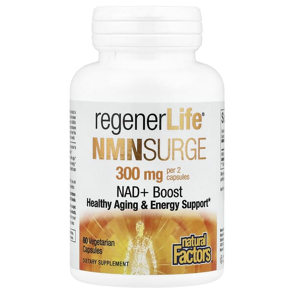 Natural Factors RegenerLife®, NMN Surge, 60 Vegetarian Capsules (150 mg per Capsule)