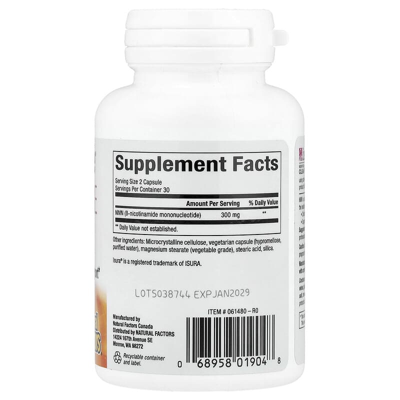 RegenerLife®, Aumento de NMN, 60 cápsulas vegetales (150 mg por