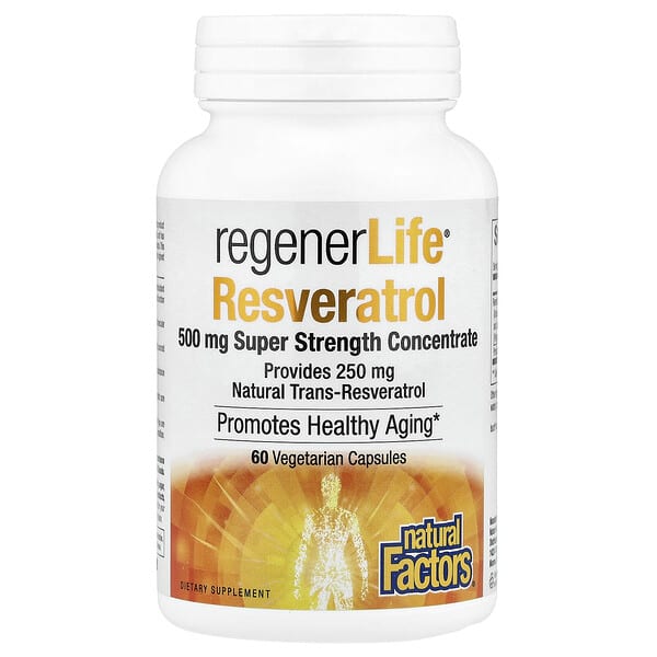 Natural Factors RegenerLife® Resveratrol, 500 mg, 60 Vegetarian Capsules