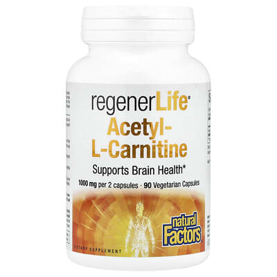 Natural Factors, RegenerLife®, Acetyl-L-Carnitine, 90 Vegetarian Capsules (500 mg per capsule)