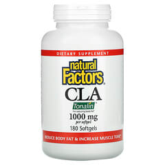 Natural Factors, CLA, Mistura de Ácido Linoleico Conjugado, 1000 mg, 180 Cápsulas Gelatinosas