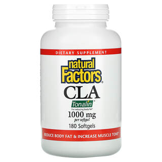 Natural Factors, CLA, Mezcla de ácido Linoleico Conjugado, 1000 mg, 180 capsulas de Gel Suave
