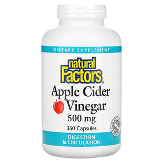 Natural Factors, 蘋果醋，500毫克，360粒膠囊