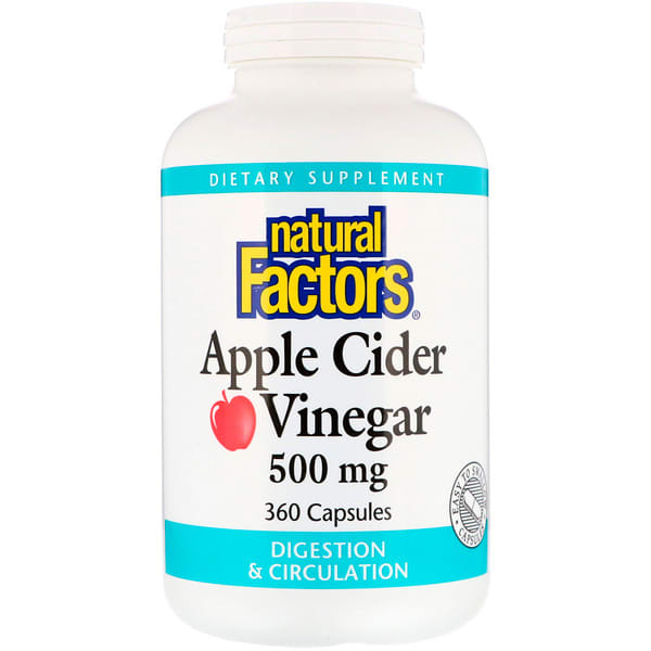 Natural Factors, アップルサイダービネガー、500 mg、360カプセル
