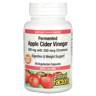 Natural Factors, Vinaigre de cidre de pomme fermenté, 500 mg, 90 capsules végétariennes