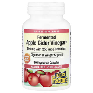 Natural Factors, Fermented Apple Cider Vinegar+, 500 mg, 90 Vegetarian Capsules