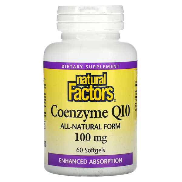 Natural Factors, Coenzima Q10, 100 mg, 60 cápsulas blandas