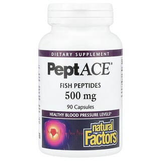 Natural Factors, PeptACE, Peptídios de peixe, 500 mg, 90 cápsulas