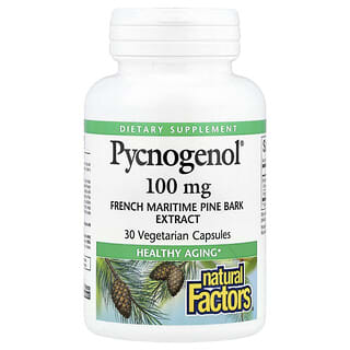 Natural Factors, Pycnogenol, екстракт кори французької приморської сосни, 100 мг, 30 вегетаріанських капсул