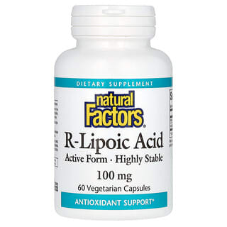 Natural Factors, Ácido R-lipoico, 100 mg, 60 cápsulas vegetales
