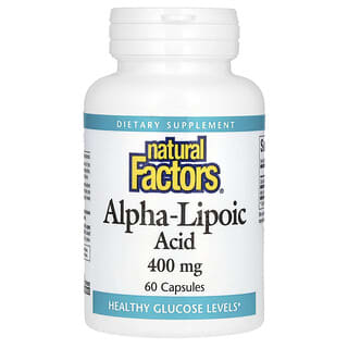 Natural Factors, Kwas alfa-liponowy, 400 mg, 60 kapsułek