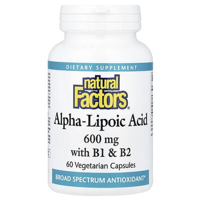 Natural Factors, Alpha-Lipoic Acid with B1 and B2, 600 mg, 60 Vegetarian Capsules