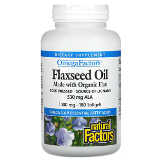 Natural Factors, OmegaFactors, Flaxseed Oil, 1,000 mg , 180 Softgels