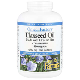 Natural Factors, OmegaFactors®, Flaxseed Oil, 1,000 mg, 360 Softgels