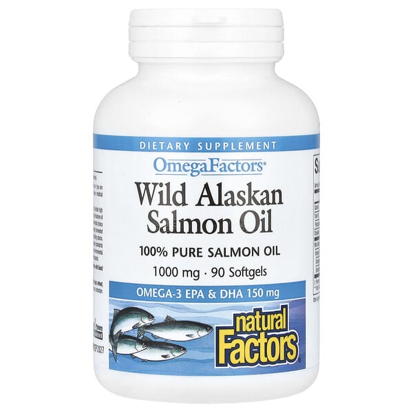 Natural Factors, 野生阿拉斯加鮭魚油，1,000 微克，90 粒軟凝膠