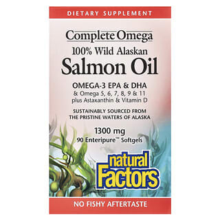 Natural Factors, Complete Omega, 100% Wild Alaskan Salmon Oil, 1,300 mg, 90 Enteripure™ Softgels
