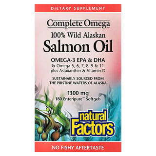 Natural Factors, Complete Omega, 100% Wild Alaskan Salmon Oil, 1,300 mg, 180 Enteripure Softgels