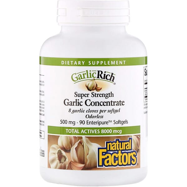 Natural Factors, GarlicRich, Garlic Concentrate, 500 mg, 90 Enteripure Coated Softgels