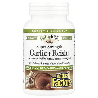 Natural Factors, GarlicRich®, Extra Strength Garlic + Reishi Mushroom, 120 Extended-Release Vegetarian Capsules