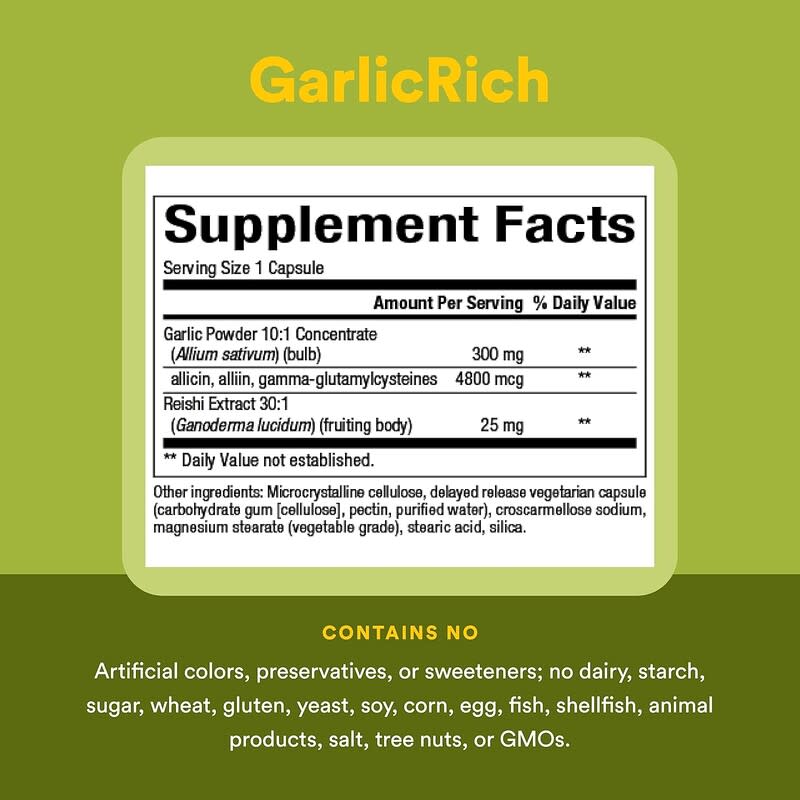 GarlicRich®, Super Strength Garlic + Reishi, 120 Delayed Release