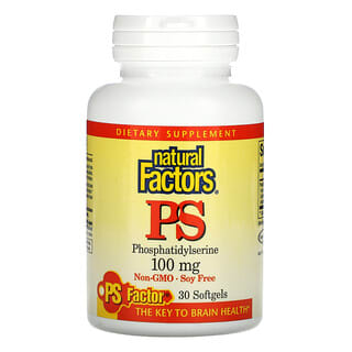 Natural Factors, PS, Fosfatidilserina, 100 mg, 30 Cápsulas Softgel
