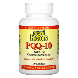 Natural Factors,  PQQ-10, PQQ 20 mg, CoQ10 200 mg, 30 capsules à enveloppe molle