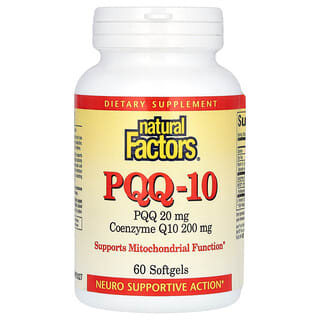 Natural Factors, PQQ-10, Nahrungsergänzungsmittel mit PQQ und Coenzym Q10, 60 Weichkapseln