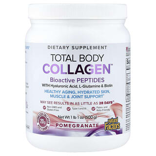 Natural Factors, Total Body Collagen, биоактивные пептиды, гранат, 500 г (1 фунт 1 унция)