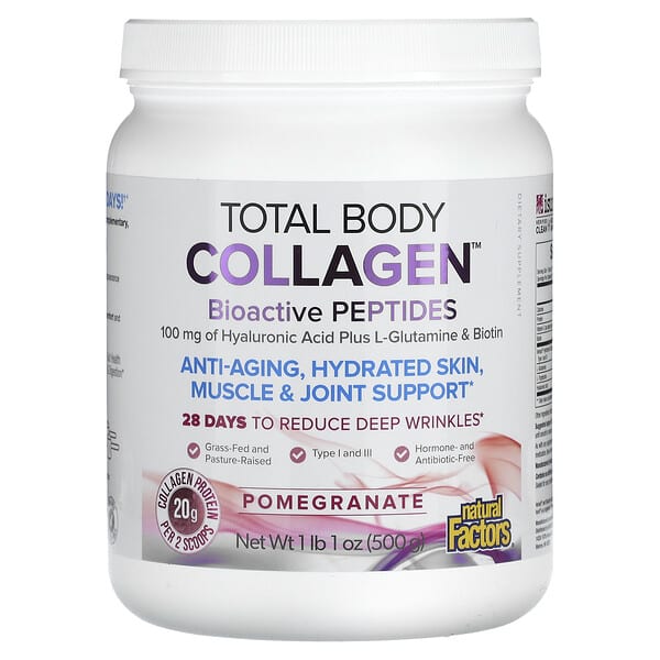 Total Body Collagen, Bioactive Peptides, Pomegranate, 1 lb 1 oz (500 g)
