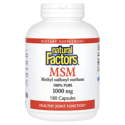 Natural Factors, MSM, Methyl-Sulfonyl-Methane, 1,000 mg, 180 Capsules