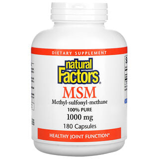 Natural Factors, MSM, Metil-Sulfonil-Metano, 1.000 mg, 180 Cápsulas