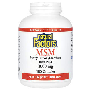 Natural Factors, MSM, metil-sulfonil-metano, 1.000 mg, 180 capsule