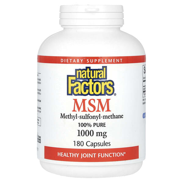 Natural Factors, MSM，甲基硫醯基甲烷，1000 毫克，180 粒膠囊