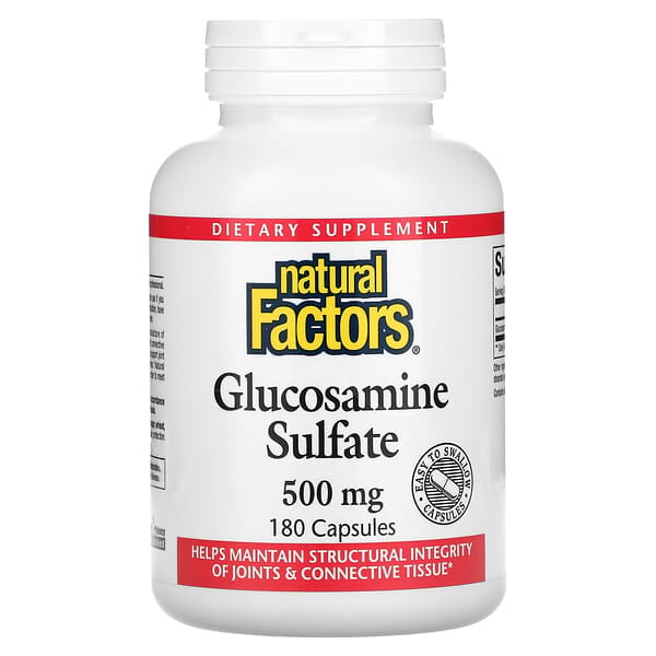 Natural Factors, Sulfate de glucosamine, 500 mg, 180 capsules