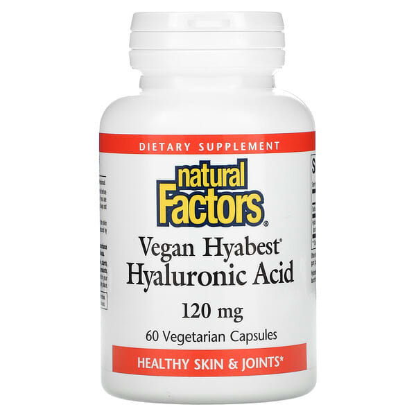 Natural Factors, Ácido hialurónico vegano Hyabest, 120 mg, 60 cápsulas vegetales