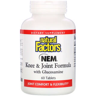 Natural Factors, NEM Формула для коленей и суставов с глюкозамином, 60 таблеток