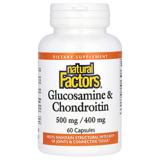Natural Factors, Glucosamine 500 mg, Chondroïtine 400 mg, 60 capsules