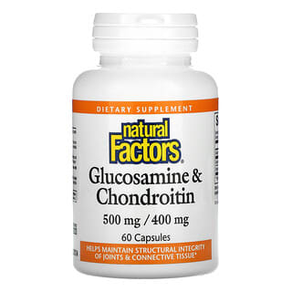 Natural Factors, Glucosamina 500 mg, condroitina 400 mg, 60 cápsulas