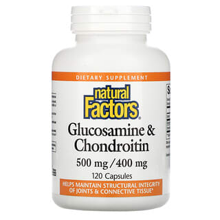 Natural Factors, Glicosamina e Condroitina, 500 mg / 400 mg, 120 Cápsulas