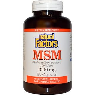 Natural Factors, MSM (Methyl-Sulfonyl-Methane), 1000 mg, 180 Tablets