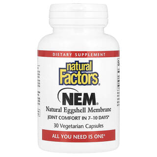 Natural Factors, NEM, натуральная оболочка из яичной скорлупы, 30 вегетарианских капсул