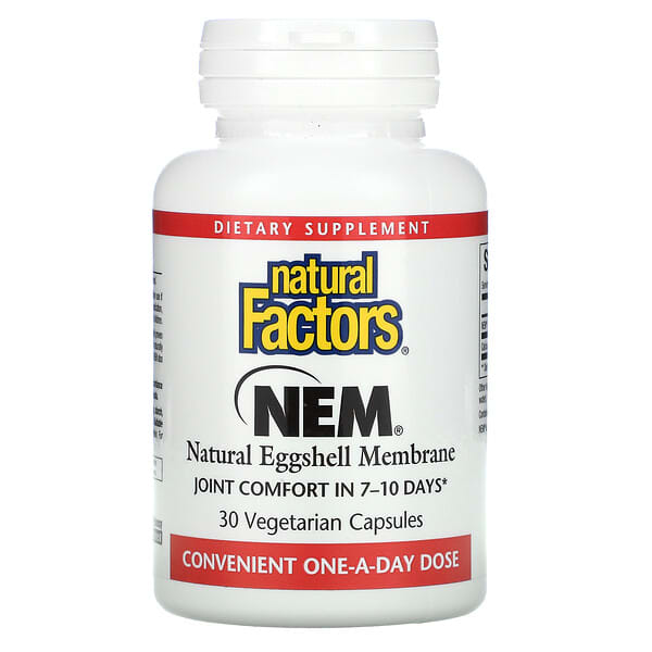 Natural Factors, NEM, Membrana de cáscara de huevo natural, 30 cápsulas vegetales
